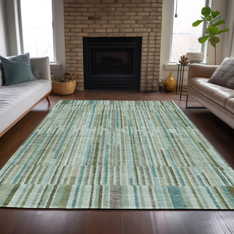 Tapis intérieur / extérieur Xhevrie lavable à la machine, Rectangle 9 pi x 12 pi