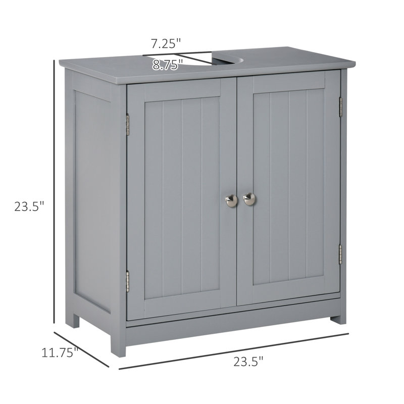 Base de meuble-lavabo gris sous le lavabo - base de meuble-lavabo compacte avec tablette réglable pour les fournitures d'hygiène et les besoins quotidiens de rangement