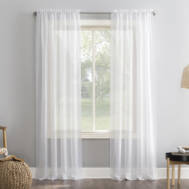 Panneau de rideau diaphane avec passe-tringle Maxon, l 51 po x L 84 po, Blanc
