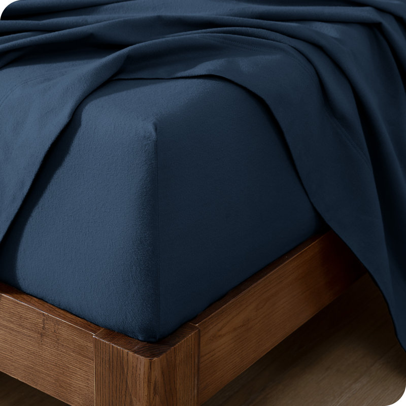Heather Light Grey Cotton Flannel Twin XL Sheet Set