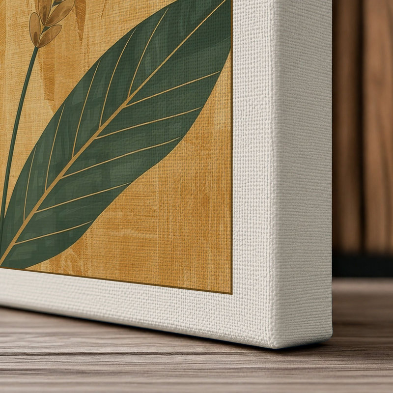 Golden Lotus Moon Botanical - Wrapped Canvas, 18x12 - 45.7 x 30.5 cm, Cream Border