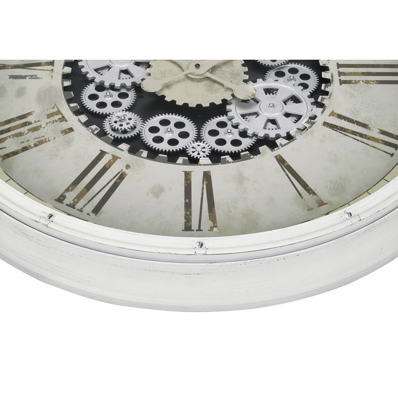 Horloge, 30 po, mécanisme d'engrenage, grande horloge murale, blanc, transitionnel