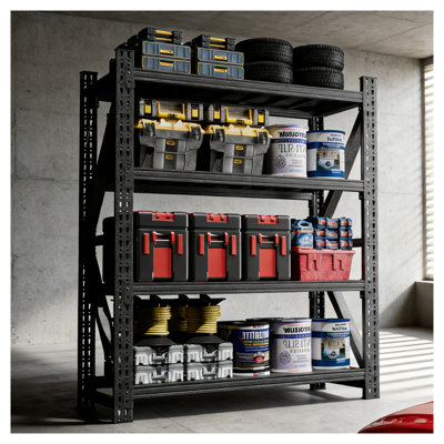 Heavy Duty Garage Shelves 4000LBS Storage Rack - 69"H Industrial Metal Adjustable Shelving Unit for Garage, Warehouse, Black