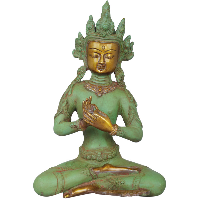 Figurine Bouddha couronné en d Pharmachakra Mudra