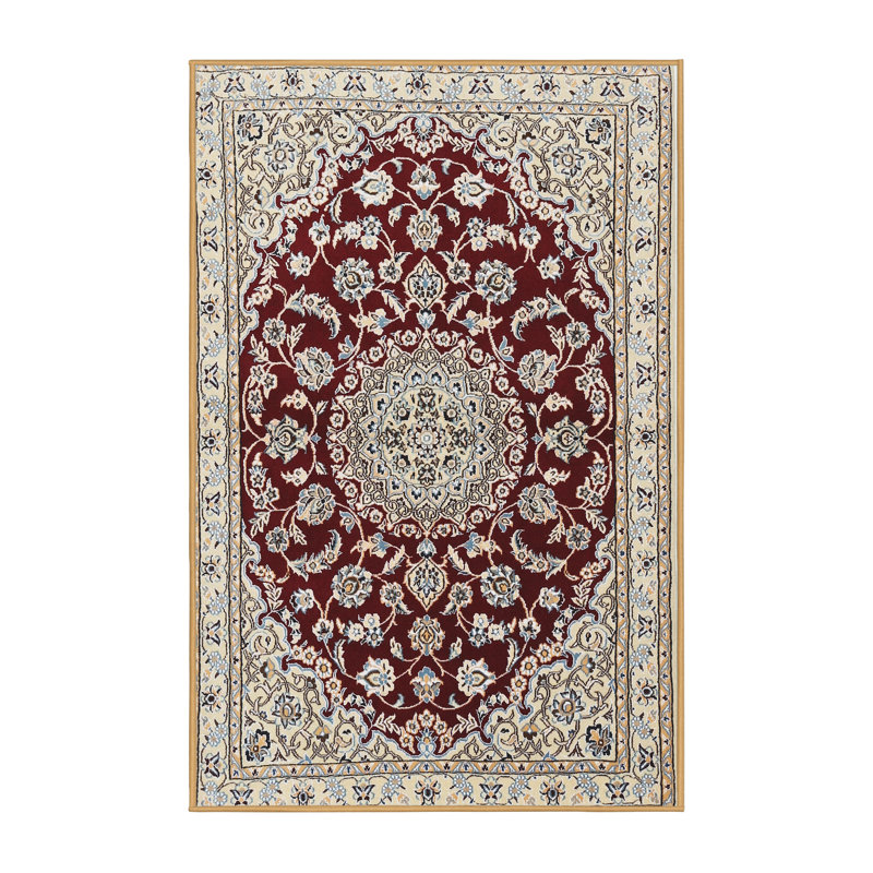 Tapis traditionnel mehroon/bleu ciel, Rectangle 5 pi x 7 pi