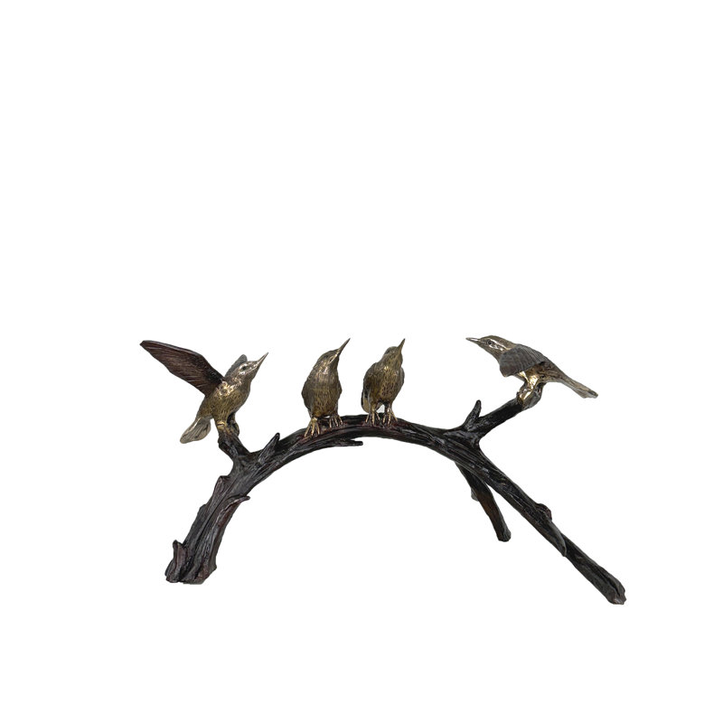 Bronze Hummingbird on Branch Sculpture