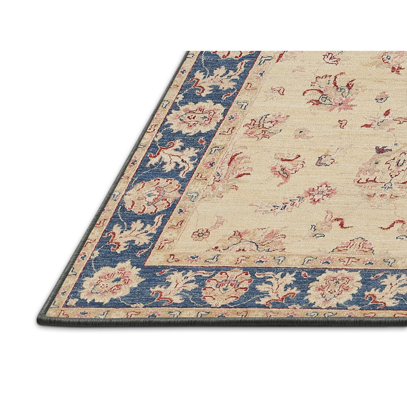 Tapis brun/noir/crème traditionnel, Rectangle 5 pi x 7 pi