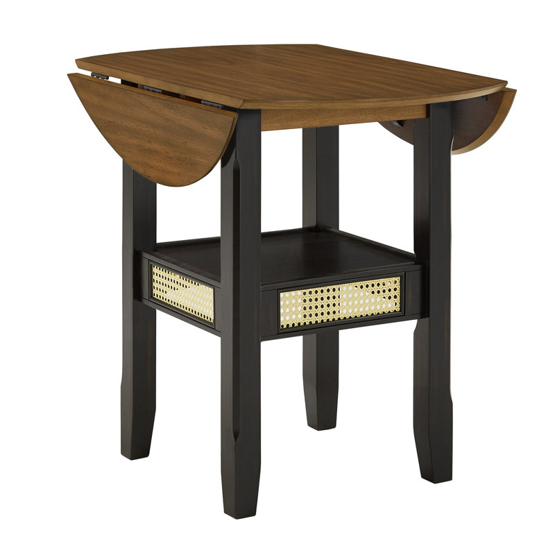 Pulukan Counter Height Drop Leaf Dining Table, Standard Height (30.19" Height), Black