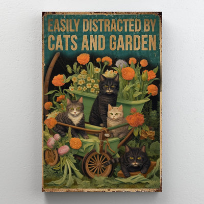 «Distract By Cats And Garden», impression sur toile