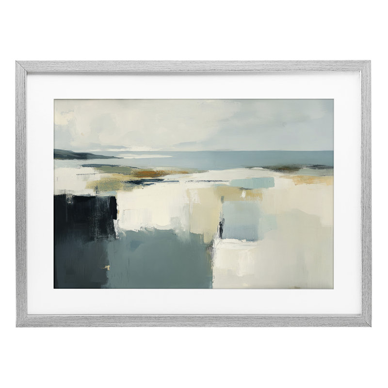 «Pastel Plains Abstraction», reproduction sous verre encadrée, design par Irena Orlov, H 14 po x l 20 po, Cadre de ferme gris