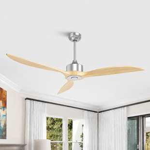Grand ventilateur de plafond en bois massif de 65 po à débit d'air élevé de 7500 pi³ / min, télécommande sans lumière, 6 vitesses, moteur à courant continu à flux d'air réversible, à intensité variable 3CCT