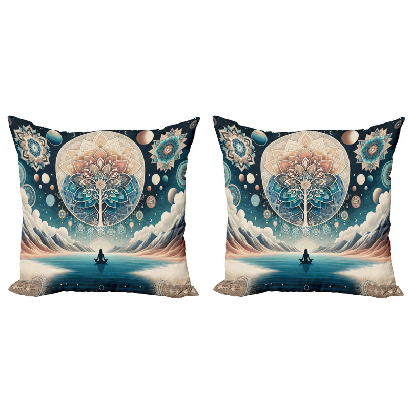 429996_Ambesonne Mandala, housse de coussin, ensemble de 2 Mystic Terres Arcane World, H 18 po x l 18 po
