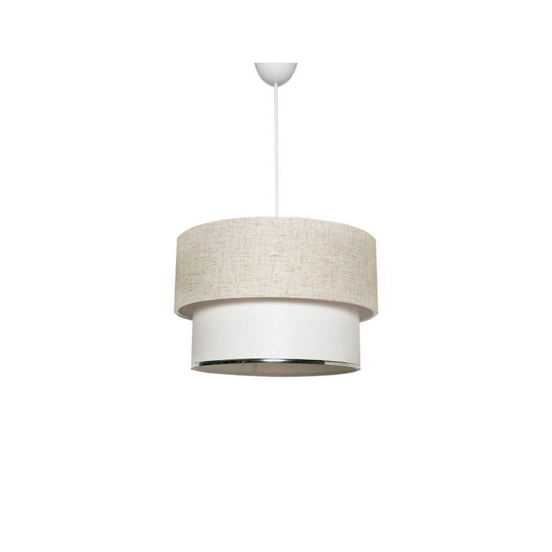 Lustre scandinave moderne, crème et blanc, 11,8 po de diamètre x 25,6 po de hauteur | Corps en plastique avec capuchon en tissu, douille E27 (40 W maximum) | Éclairage élégant pour les intérieurs champêtres et contemporains, design élégant