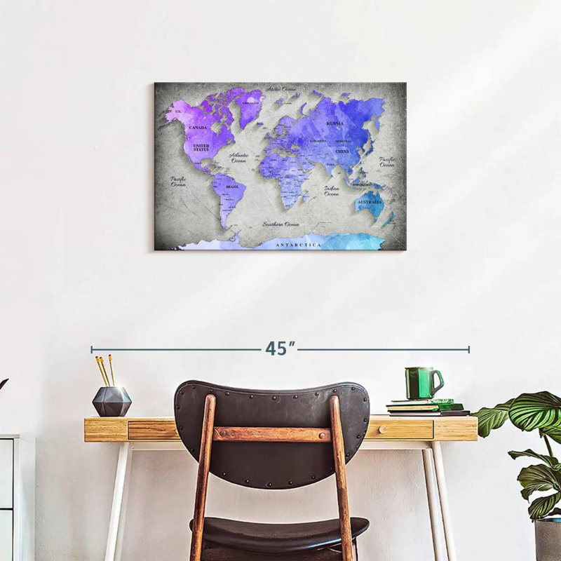 " Hued World Map " by Globetrotter Studio, 20" H x 30" W x 1.25" D