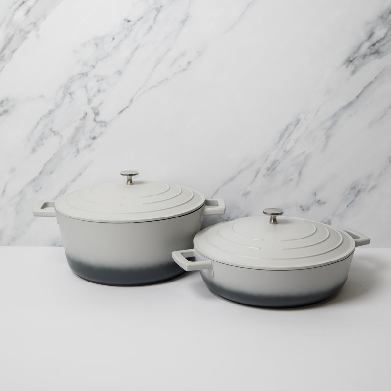 MasterClass Set of Gift-Boxed Cast Aluminium Shallow Casserole Dishes, 29 cm, Grey Ombre