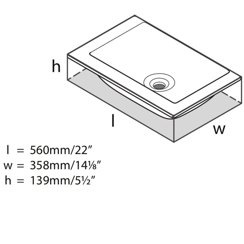 Kaldera 56 Rectangular 22" Undermount Lavatory Sink in Volcanic Limestone with Internal Overflow
