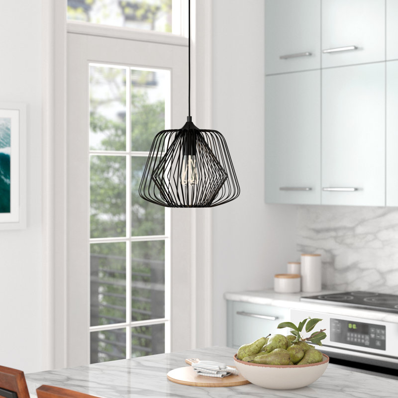 Luminaire suspendu géométrique à 1 lumière Espalda, Noir