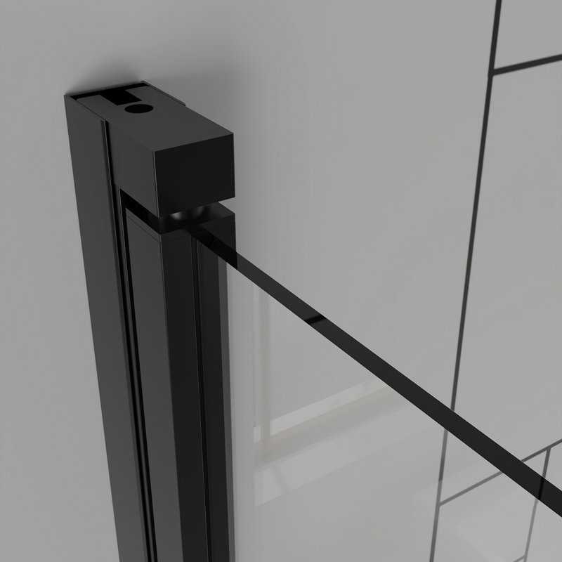Goodyo 30"X 72" Pivot Bifold Frameless Glass Shower Door 1/4 Inch (6Mm) Tempered Clear Glass Swing Shower Panel In Black Finish, Reversible Installation