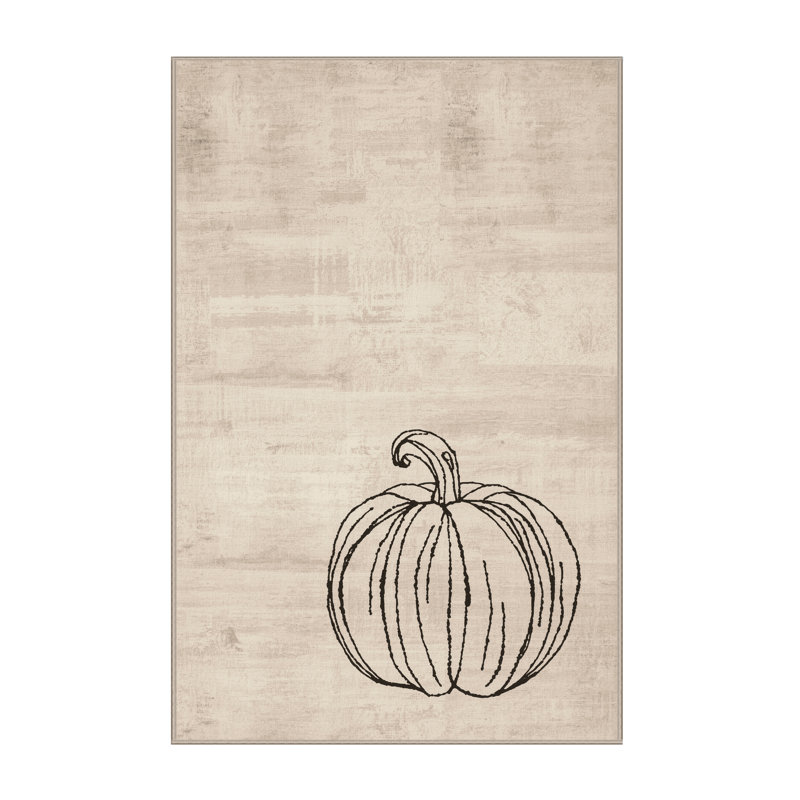 Machine Washable Rhawnhurst Thanksgiving Modern & Contemporary Abstract Rug in Beige – Beige Binding, 7x9