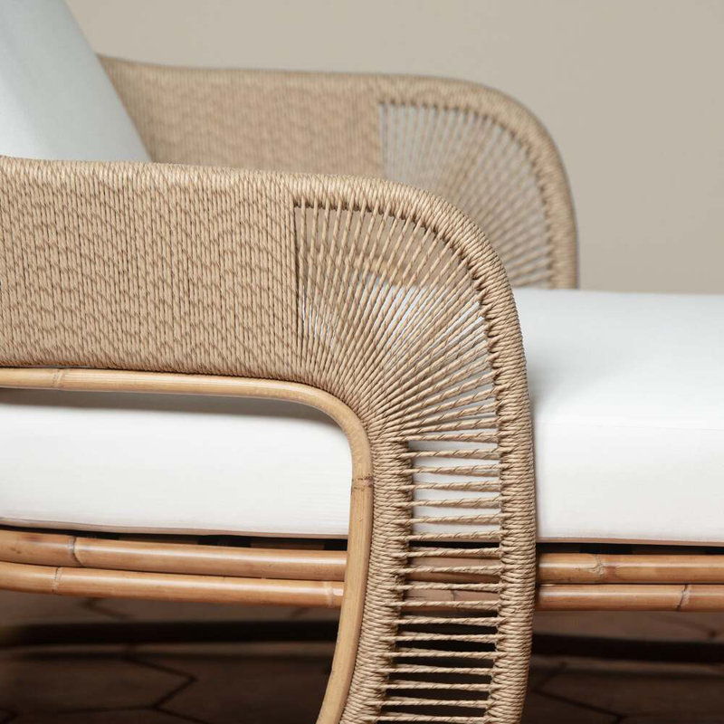 Glen Ellen Outdoor Chaise Lounge, White, Natural