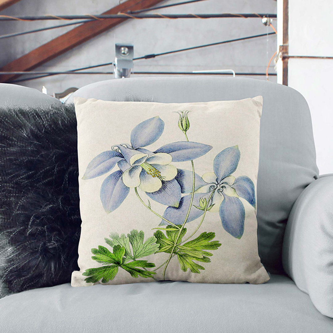 Illustration of Columbine Flowers Cushion with Filling