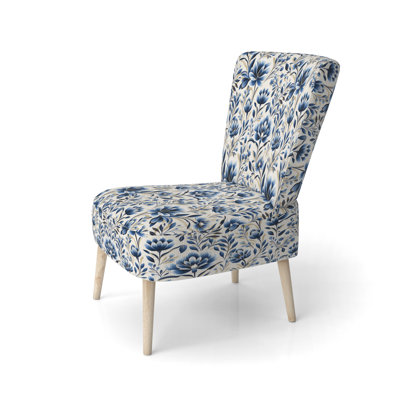 Fauteuil d'appoint rembourré bleu et blanc I