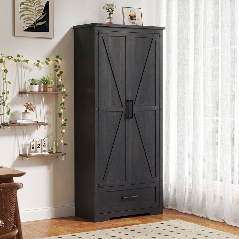 Armoire de cuisine 72 po Farmhouse, Noir