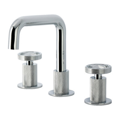 Kingston Brass Ostro Two-Handle 3-Hole Deck Mount Widespread Bathroom Faucet With Push Pop-Up Drain