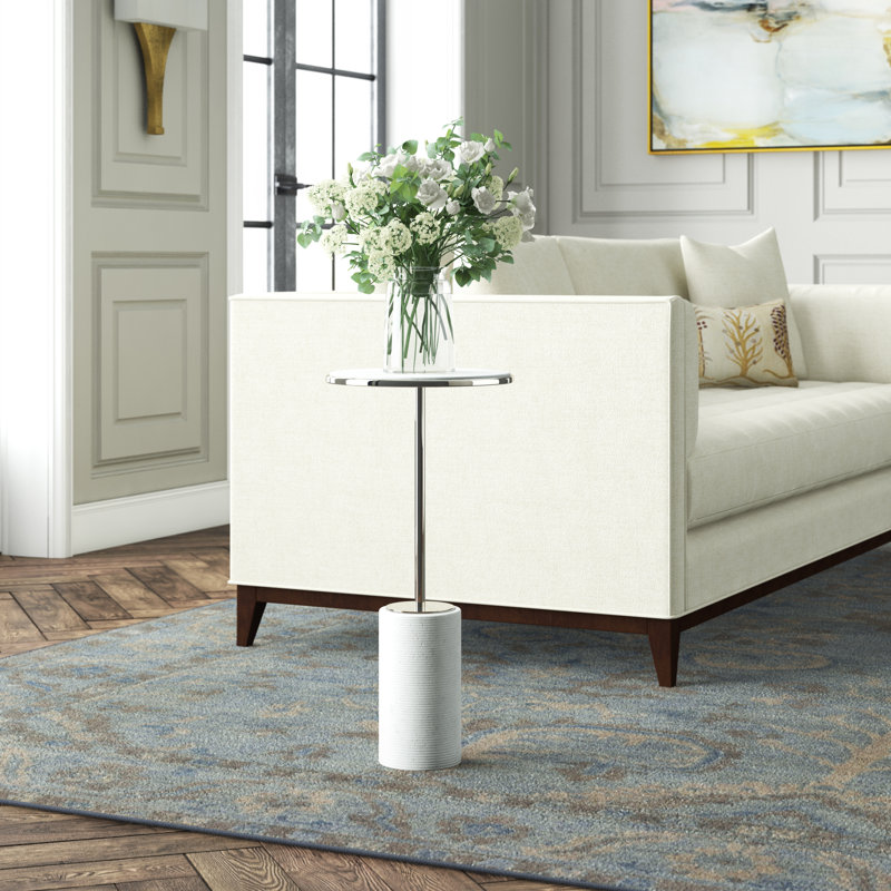 Short Cored Marble Table-Nickel
