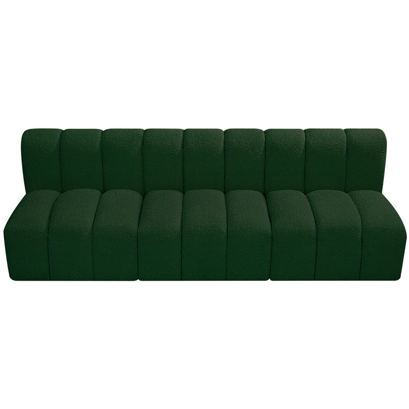 Hrach Upholstered Sectional Reversible, Green Boucle Fabric