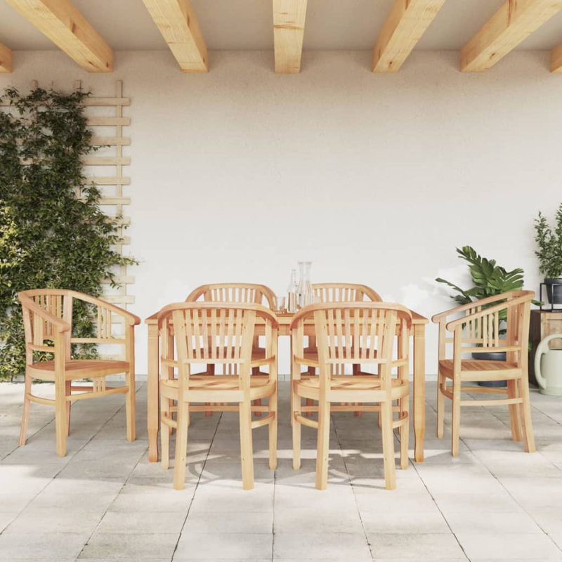 Shoshanna 6 - Person Teak Wood Patio Dining Set with Rectangular Table, 75cm H x 150cm L x 90cm W