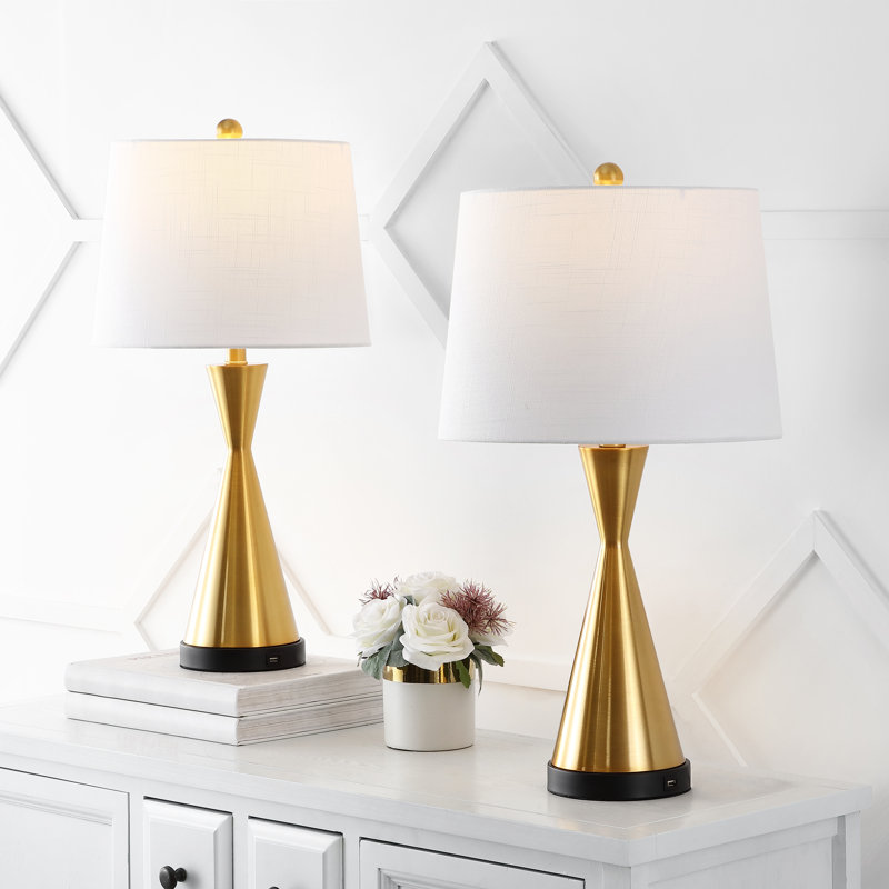 Vinona Metal USB Table Lamp, Brass Gold