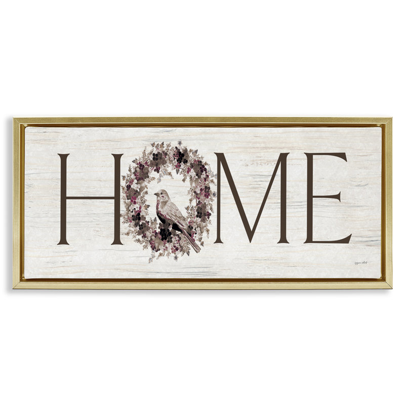 Cadre flottant Home Home, H 11 po x l 25 po, Cadre flottant métallique doré