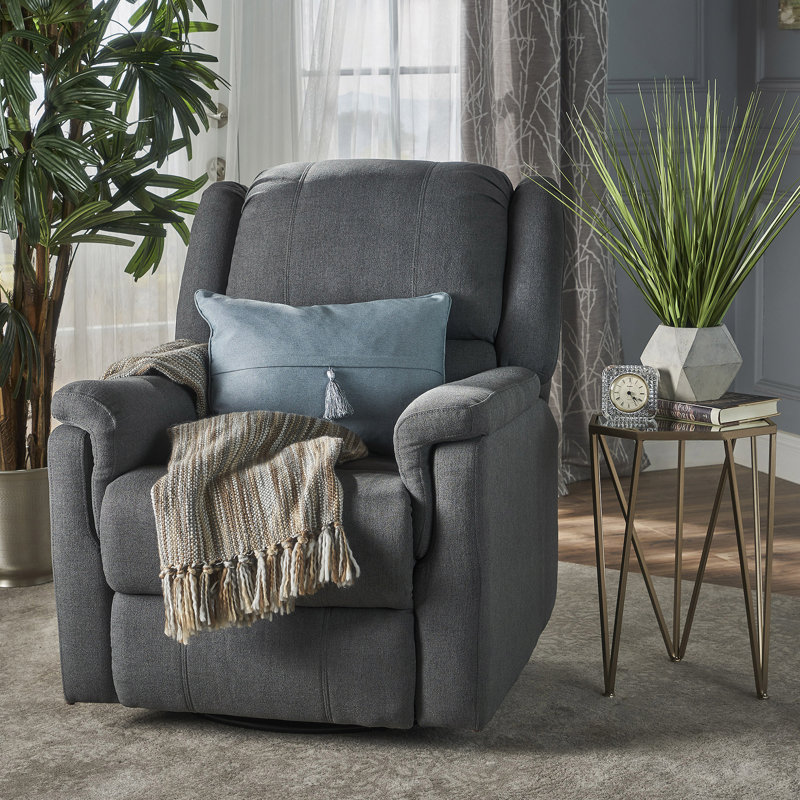 Fauteuil inclinable oscillant en tissu gris anthracite avec fauteuil inclinable manuel, Gris anthracite
