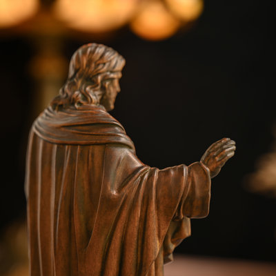 Statue en bois du Sacré-Cœur de Jésus de 18 cm, ornement religieux vintage, convient pour l'église, la maison, la prière et les cadeaux.