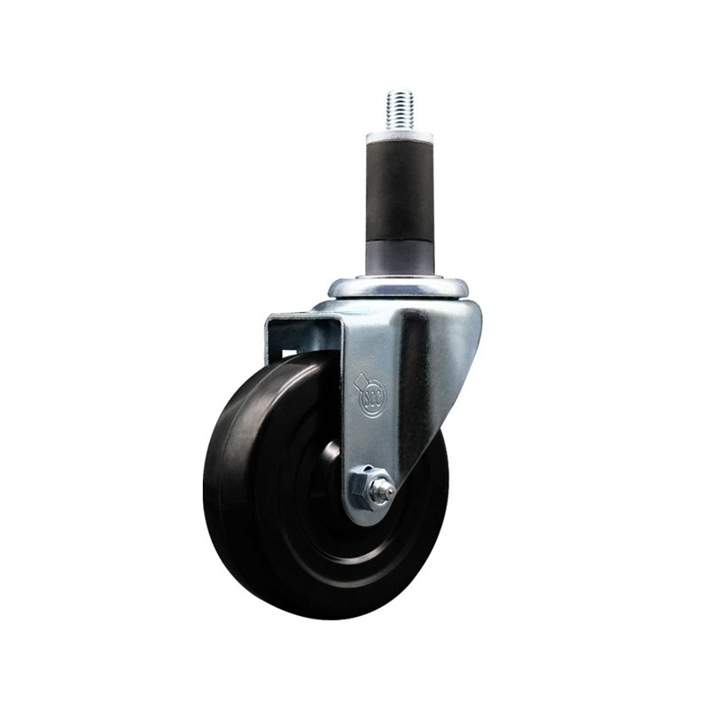 Roue pivotante en caoutchouc dur de 4 po en acier inoxydable dur de 1 1/4 po SCC