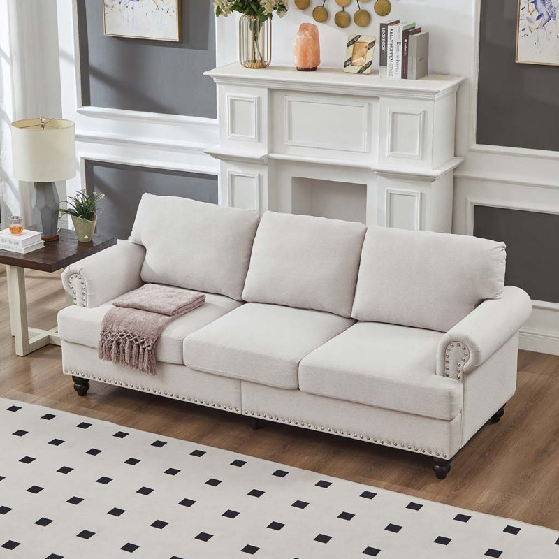 Revêtement en polyester rembourré avec clous, Beige