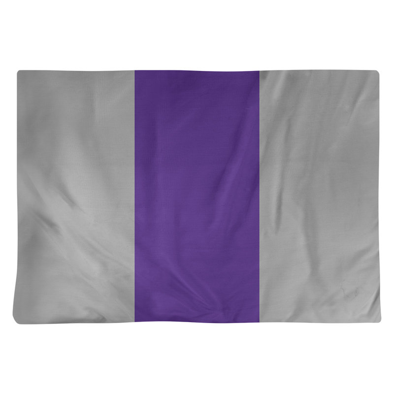 Kansas Cat Striped Rectangle Placemat, Grey/Purple/Grey, Poly Twill