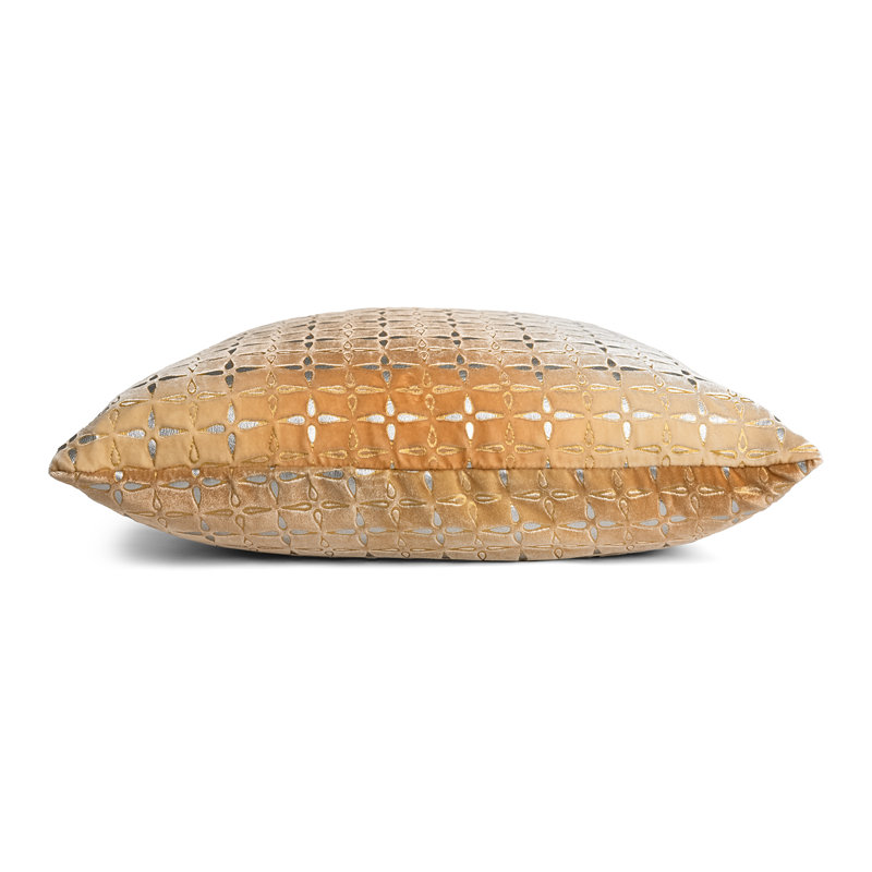 Petal Metal Square Velvet Pillow, 18"H x 18"W, Gold Beige Geometric