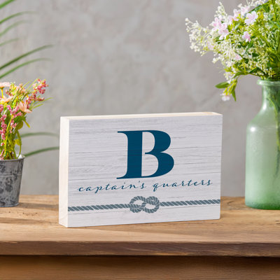 Capitaine en bois côtier monogramme 12 po x 8 po