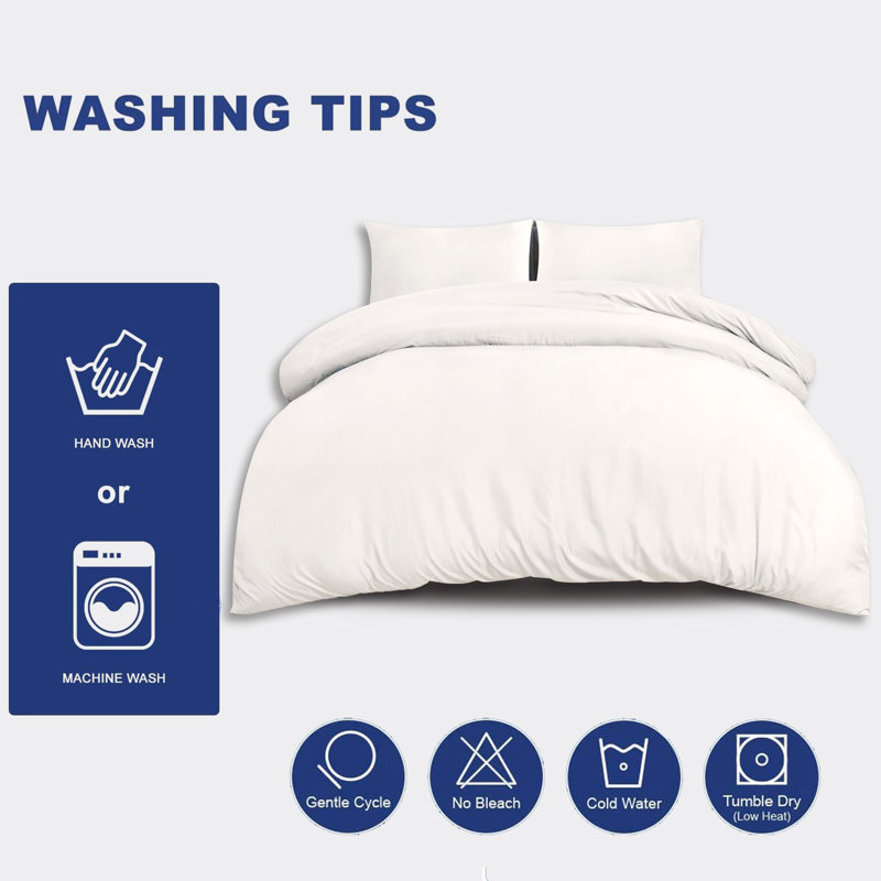Jermelle Microfiber Solid Colour Duvet Cover with Pillowcases, White