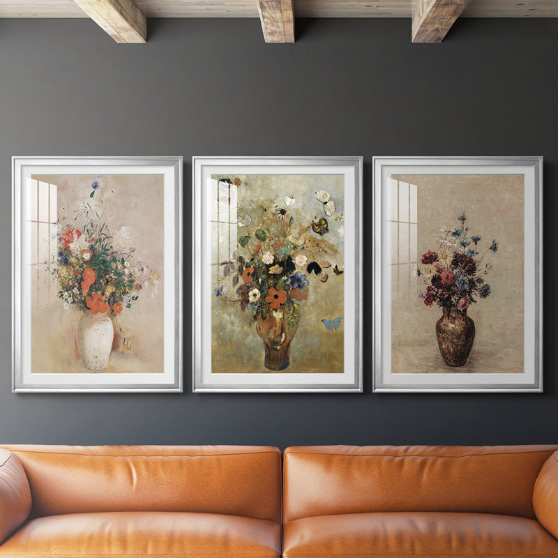 Imprimé floral rétro ccclv - impression encadrée sur mesure de qualité supérieure - 3 pièces, H 21 po x l 30 po