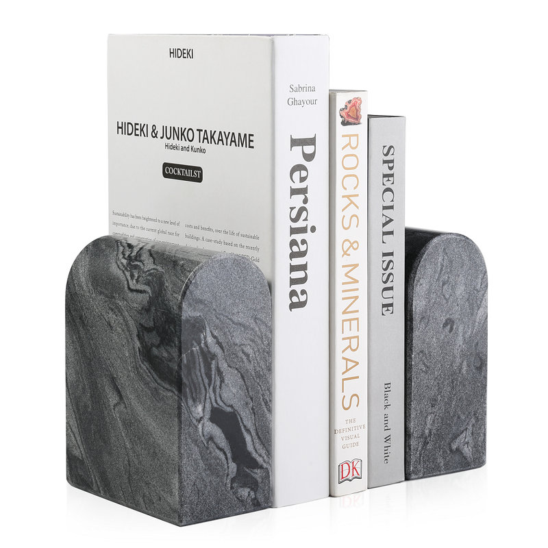 Serre-livres en marbre (ensemble de 2), Gris, H 4,64 po x l 2,54 po x P 5,66 po