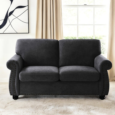Velours confortable 2 places avec mousse haute, noir pour l'intérieur du bureau