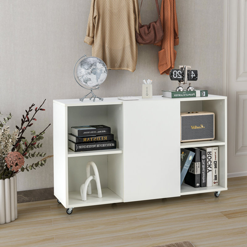 Nickole 1 -Door 4 -Shelf Cabinet Office Storage Cabinet, White