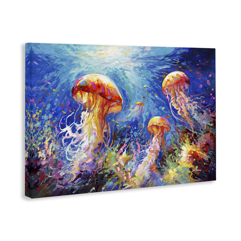 Art mural sur toile méduse «Serenade Underwater» par Leon Devenice, H 16 po x l 24 po