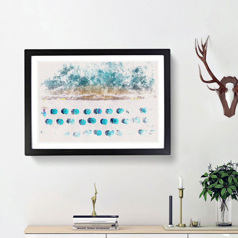 On the Beach - Picture Frame Graphic Art Print, Black Framed, 62cm H x 87cm W x 2cm D