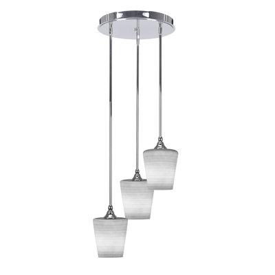 Empire 3 Light Stem Hung Cluster Pendalier With 6" White Matrix Glass