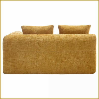 Canapé moderne en chenille minimaliste moderne | Dossier rembourré | Accoudoirs évasés | pour le salon / la chambre à coucher - mousse à rebond rapide & amp; Conception ergonomique