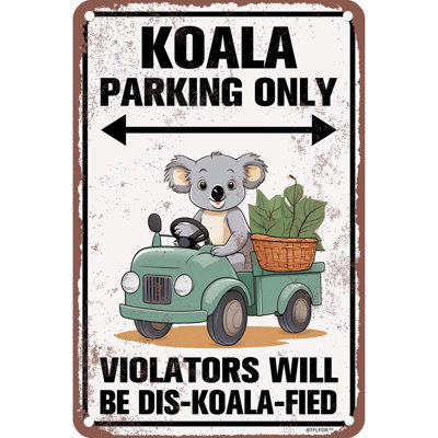 8" x 12" Aluminium Retro Sign Koala Parking Sign Room Decor Home Decoration - Cute Koala Gifts for Women Girls Wall Art